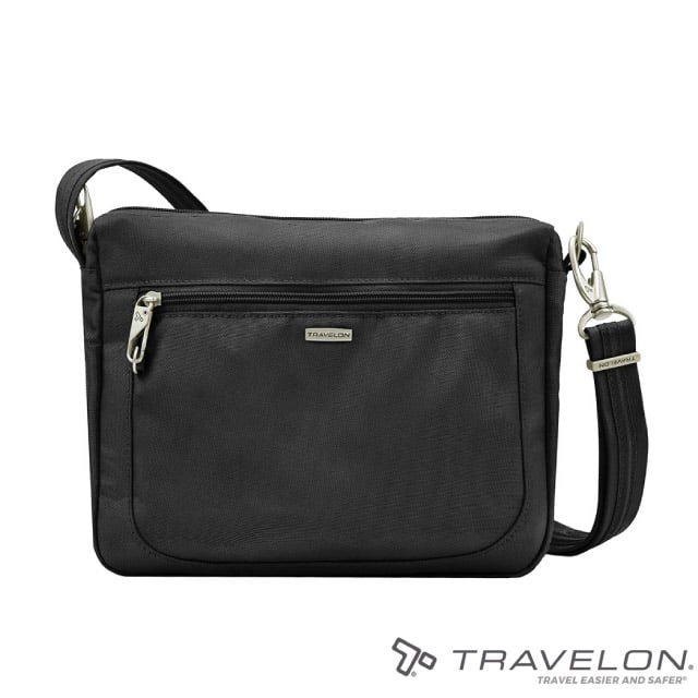 【Travelon】CLASSIC防盜斜側包(21X26X6cm)/單肩包.臀包.隨身包/TL-43115-1 黑✿30E010